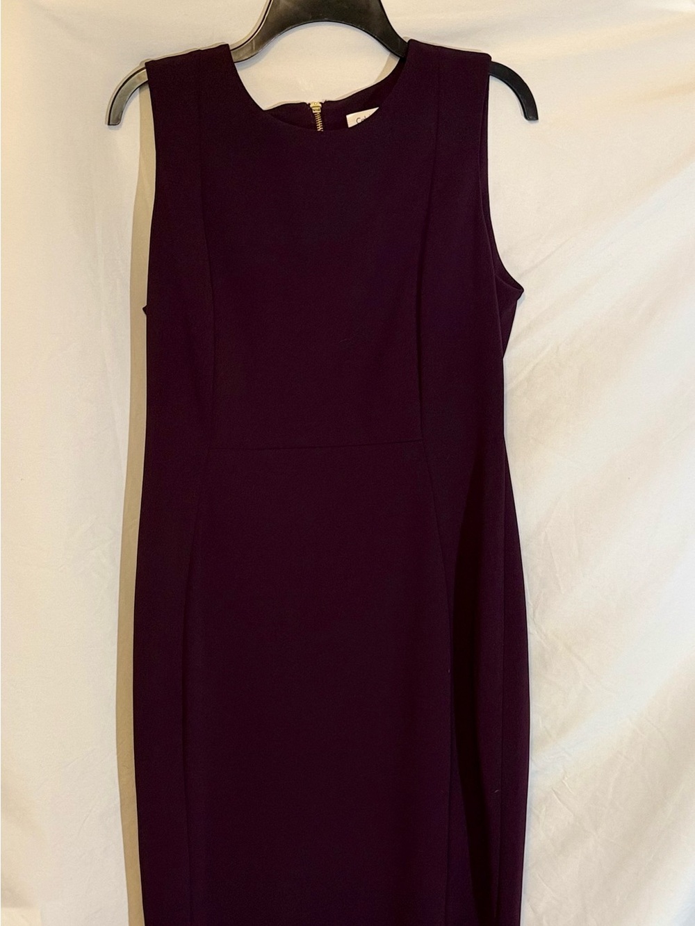 Calvin Klein Sleeveless Princess Seam Sheath Dress in Plum NWT Size 12 (XX)